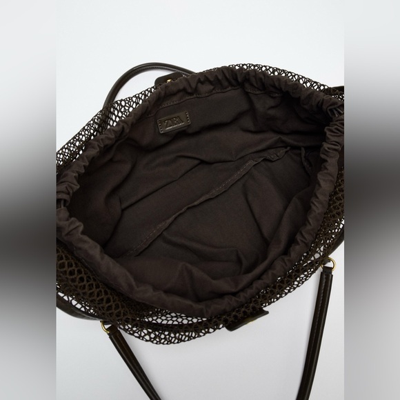 Zara Mesh Shopper Bag Olive Green NWT - Picture 7 of 7